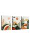 Signtouch Green Boho Mountain Sun Wrap Framed Canvas Wall Art Set of 3 40x60 cm
