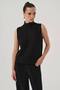 Women's Front Fully Stoned Knitwear Knitted Turtleneck Sleeveless Design Blouse