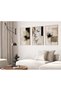 Signtouch Woman Face Floral Beige Wall Art 3-Piece Wooden Frame 30x40 cm