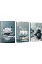 Signtouch Magnolia Beige Floral Botanical Wall Art 3-Piece Black Frame 50x70 cm