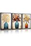 Signtouch Coastal Coral Navy Blue Marine Wall Art 3-Piece Outer Frame 40x60 cm