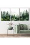 Signtouch Misty Forest Green Nature Landscape Framed Wall Art 3-Piece 50x70 cm - 3