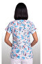 Women's V-Neck Bat Sleeve Teeth Patterned White Terycotton Fabric Doctor Nurse Scrubs Uniform Single Top - 5