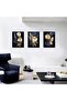 Signtouch Navy Blue Gold Floral Wrap Framed Canvas Wall Art Set of 3 40x60 cm - 4