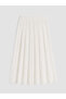 Ecru Zippered Pleated Skirt