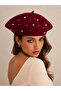 Burgundy Stone Detailed Painter Beret Bere1102 - 2