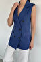 Women's Double-Breasted Collared Lined Vest - 2