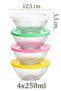 4-Piece Colored Lid Glass Breakfast Storage Container-Bowl Set 250 ml - 6