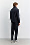 Men's Black Stand Collar Zippered Modal Blend Soft Touch Regular Fit Sweatshirt A62Y1271 - 4