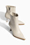 Beige Pointed Toe Thin Heeled Women's Ankle Boots - 5