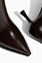 Bitter Brown Patent Leather Thin Heeled Pointed Toe Women's Boots - 2