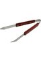 BBQ Tool Set 3 Pieces with Wooden Handles, Tongs Spatula Meat Fork for Grilling Camping Outdoor Cooking - 4
