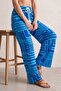 Woven Viscose Breeze Lace Detailed Patterned Wide Leg Skirt Trousers - 2