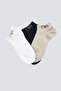 Men's Ankle-Length Flexible Cotton Socks with Logo Detail, Triple Pack, Multi-Color