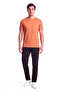 Men's Regular Fit Metallic Logo Detailed Round Neck Short Sleeve Orange T-Shirt - 2