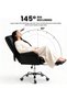 High Back Executive Office Chair with Footrest, 145° Reclining Ergonomic Desk Chair, PU Leather Swivel Chair for Home & Office, Black/White/Grey - 4