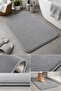 Premium Gray Bath Mat Soft Microfiber Textured