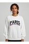 Oversize Sweatshirt Paris France Text Printed Crew Neck Long Sleeve Sweatshirt - 3