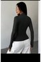 Women's Fit Black Zippered Finger-Looped Sports Cardigan Sweatshirt - 2