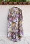 Italian Beige Shirt Collar 3/4 Sleeve Palm Printed Buttoned Casual 100% Linen Woven Dress 120 68 - 2
