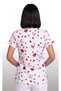 Women's V-Neck Bat Sleeve Ladybug Patterned White Terycotton Fabric Doctor Nurse Scrubs Single Top - 5