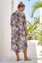 Italian Beige Shirt Collar 3/4 Sleeve Palm Printed Buttoned Casual 100% Linen Woven Dress 120 68 - 8