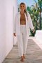 White Pocketed, Embroidered, Elastic and Tie-Waisted, Straight-Leg Casual Muslin Woven Trousers 98 60 - 4