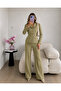 Belted Gold Buttoned Jacket Trousers Double Blazer Suit - 5