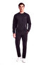 Men's Regular Fit Cotton Metallic Logo Detailed Short Sleeve Black Sweatshirt - 2