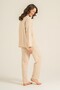Women's Beige Woven Fabric Shirt Pajama Set, Viscose Fabric - 6