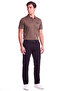 Men's Regular Fit Logo Label Flexible Cotton Short Sleeve Brown Polo Neck T-Shirt - 2