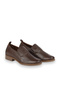 Brown Leather Women's Flat Shoes - 3