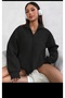 Unisex Black Basic Zippered Comfortable Fit Soft Cardigan Sweatshirt - 2