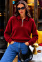 Women's Zippered Sweater with Beard Thread Detail