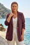 Italian Burgundy Jacket Collar Long Sleeve Pocket Casual 100% Linen Woven Jacket 72 62 - 4