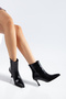 Black Patent Leather Thin Heeled Pointed Toe Women's Boots - 5