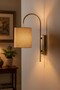 Novella Beige Fabric Textured Metal Antique Body Rustic E27 Single Wall Sconce - 2