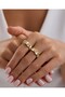 Stylish Women's Ring with Geometric Pattern and Zircon Stone - 3