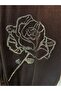 Plus Size Oversized Hooded Zippered Rose Patterned Velvet Look Wide Leg Women's Top and Bottom Set with Stripe Detail - 5