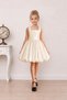 Girl's Graduation Dress Square Neckline Detailed Elegant Balloon Dress