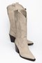 Women's Cowboy Boots - Suede Look, Pointed Toe, Contrast Appliqué Detail, Thick Heel - 3