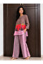 Women’s Brown & Pink Floral Print Co-Ord Set – Organza Top & Wide-Leg Pants - 3