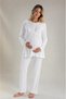 Women's Ecru Maternity Pajama Set, Pregnant Women's Hospital-Issued 3-Piece Set with Lace and Cotton Dressing Gown - 2
