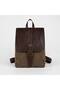 Women's Brown Leather Detailed Canvas Backpack 35X24X15Cm