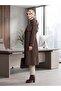Double-Breasted Collar Bondik Water Repellent Fabric Lined Trendy Model Below the Knee Trench Coat Bitter Brown - 4