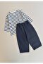 Oversize Seasonal Wide Cut Trousers Set 2-10 Navy Blue Striped - 3