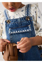 Embroidered Denim Salopet Girls' Dress 4910 - 3