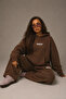 Unisex Women's and Men's Minimal Text Printed Oversize 3 Thread Hooded Sweatshirt and Baggy Sweatpants - 4