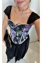 Samira Purple Lace Detailed Patterned Corset Bustier - 2