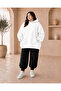 Women's Plus Size 3 Thread Oversize Hooded Sweatshirt and Black Jogger Sweatpants Set